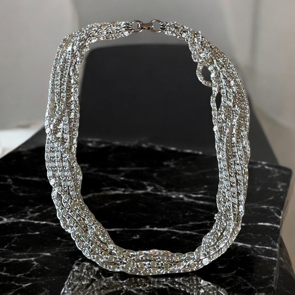 Vintage Stamped SARAH COVENTRY Multi-Strand Silver-Tone Chain Necklace - Picture 3 of 9